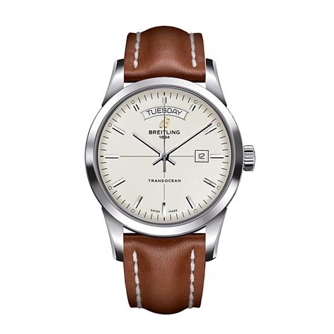 breitling brown leather band watch